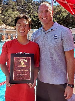 Winning the 13-14 Gold Group's Most Improved Award for 2018 Long Course Season (with Jason Lezak, a decorated 4-Time Olympian)